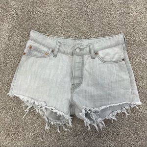 Levi's 501 Whiteish-Gray Cutoff Denim Shorts